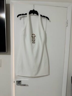 ZARA White Mini Dress with Decorative Rings NEW